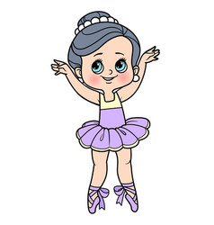 Cartoon Ballerina Girl On Toes In Pointe Color