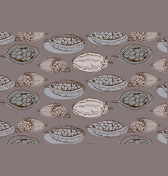 Cartoon Baobab Beans Sketch On Brown Background