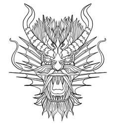 Dragon Mask And Thai Line Art