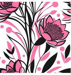 Floral Seamless Pattern With Pinck Accent Color