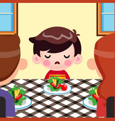 Little Boy Not Want To Eat Vegetables