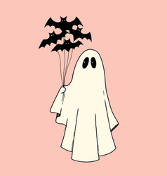 Very Cute Little Ghost Isolated Clip Art Hand