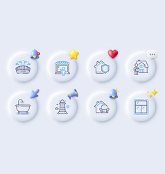 Window Lighthouse And Home Insurance Line Icons