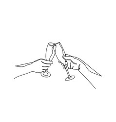 Continuous One Line Drawing Of Cheers Of Wine