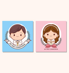 First Communion Card Template For Girl And Boy