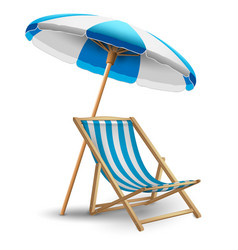 White And Blue Striped Sun Lounger And Beach