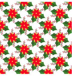 Christmas Poinsettia Winter Seamless Pattern