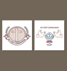 First Communion Card Template Design Holy