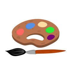 Paint Pallette With Paintbrush Cartoon Artist