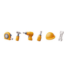 Repair Tools 3d Icon Set Construction Worker