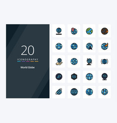 20 Globe Line Filled Icon For Presentation