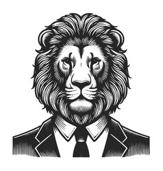 Lion In Business Suit Engraving