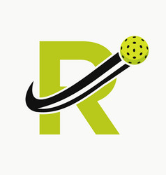 Letter R Pickleball Logo Concept With Moving