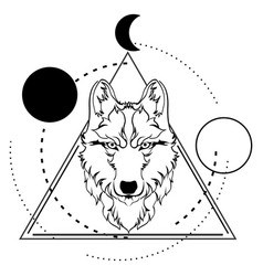 Wolf Head Geometric Tattoo Ink