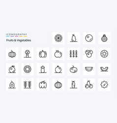 25 Fruits Vegetables Line Icon Pack