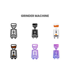 Grinder Machine Icons Set With Different Styles