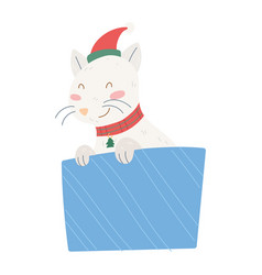 Isolated Cat Cartoon Kawaii Christmas Character