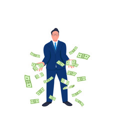 Businessman Throwing Money Up Flat Concept