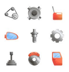 Car Motor Parts Icon Set Cartoon Style