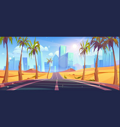 Desert Road To City Street With Palm Tree