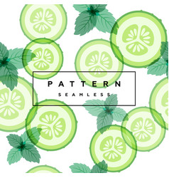 Cucumber And Mint Leaves Seamless Pattern