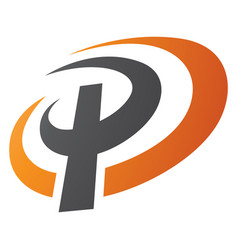 Orange And Black Oval Shaped Letter P Icon