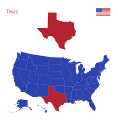 State Texas Is Highlighted In Red Map