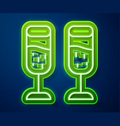 Glowing Neon Line Glass Of Champagne Icon Isolated