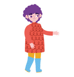 Boy With Sweater And Boots Wear Winter Clothes