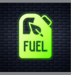 Glowing Neon Bio Fuel Canister Icon Isolated On