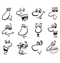 Cartoon characters faces or emotions set Vector Image