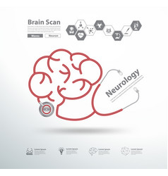 Red Stethoscope In Shape Of Brain Scan