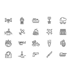 War Army Line Icon Set Military