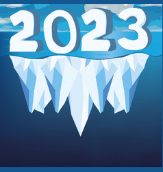 2023 New Year Iceberg Floating On Blue Ocean