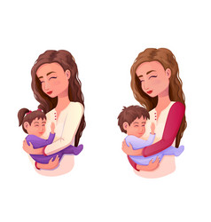 Set Mother With Son And Daughter Cute Hug