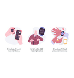 Smartwatch Healthcare Features Isolated Cartoon