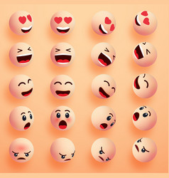 Smile Faces Happy Emoticons 3d Emoji Set Smiley