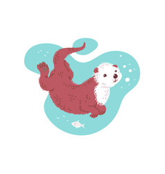 Cute And Cheerful Sea Otter Swimming Underwater