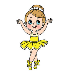 Cute Cartoon Ballerina Girl On Toes In Pointe