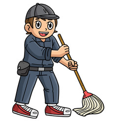 Janitor Cleaning Cartoon Colored Clipart