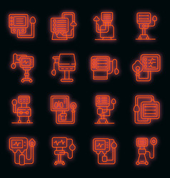 Ventilator Medical Machine Icons Set Neon