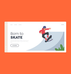 Kid Skateboarding In Skatepark Landing Page