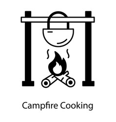 Grab This Linear Icon Depicting Campfire Cooking