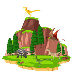 Scene With Dinosaurs On Island