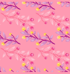 Seamless Pattern With Berry Branches Hand Drawn