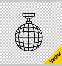 Black Line Disco Ball Icon Isolated On Transparent