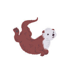 Cute And Furry Sea Otter Swimming Cartoon Flat