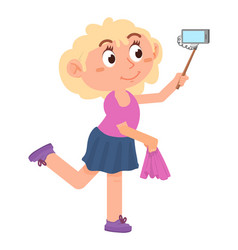 Girl Posing With Phone On Selfie Stick Funny