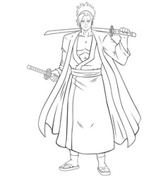 Manga Samurai Line Art