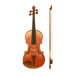 Wooden Violin With A Fiddle Stick